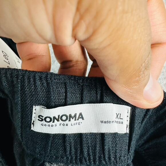 New Sonoma Womans Sz XL Pants Wide Leg Linen Blend Pockets Black Belted NWT - Picture 10 of 10